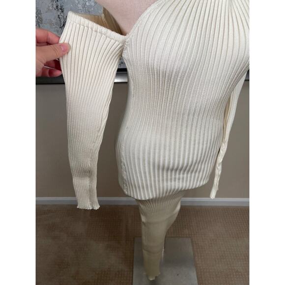 BAOBAB Yumiko Silver Embellished Long Sleeve Cutout Coconut Knit Maxi Dress Sz M - Picture 7 of 10